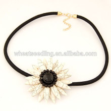 Fashionable Ivory sunflower waxed cord necklace with ramel pendant